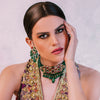 Adeline Gold-Plated Choker with Zircon, Kundan & Emerald Pearls